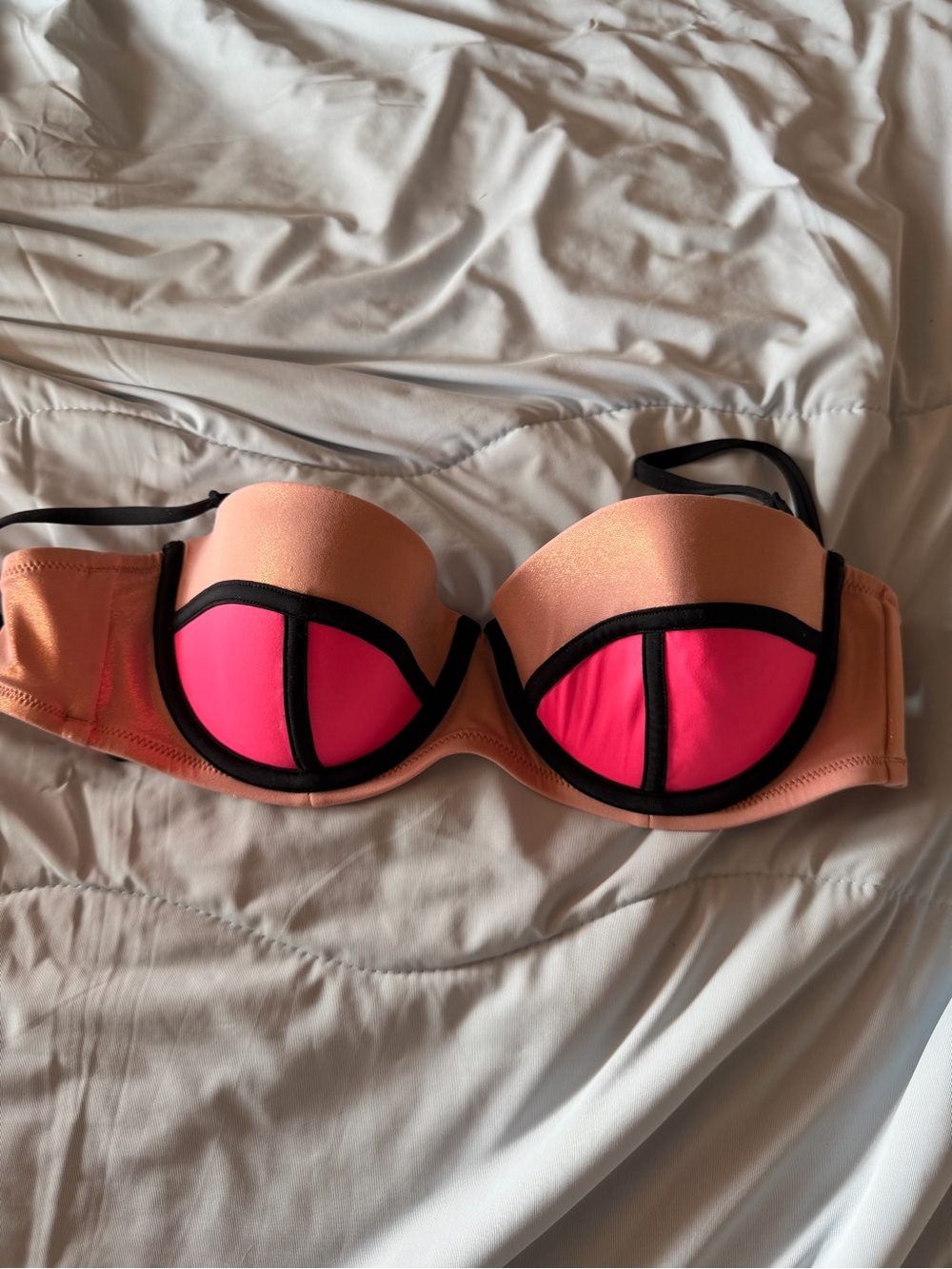 Victoria's Secret Pink & Peach Strapless Push-Up Bikini Top